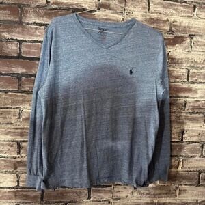 Polo Ralph Lauren Long Sleeve V Neck Shirt Men's Large Blue